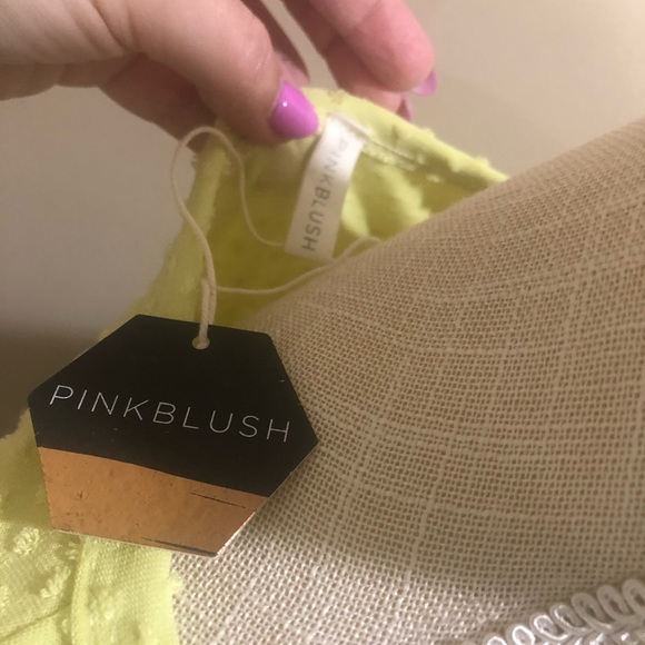 Yellow Swiss Dot Short Sleeve Elastic Waist Dress - Picture 4 of 4